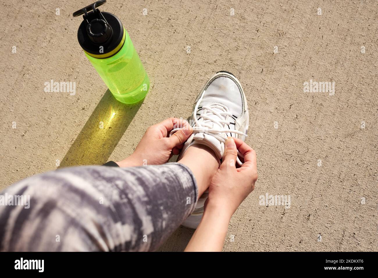 Young Japanese training downtown Stock Photo