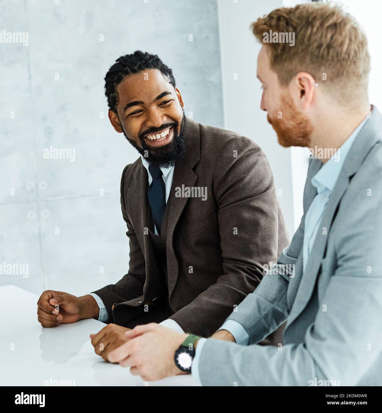 business meeting office businessman teamwork happy man corporate communication young discussion working colleague black african american Stock Photo