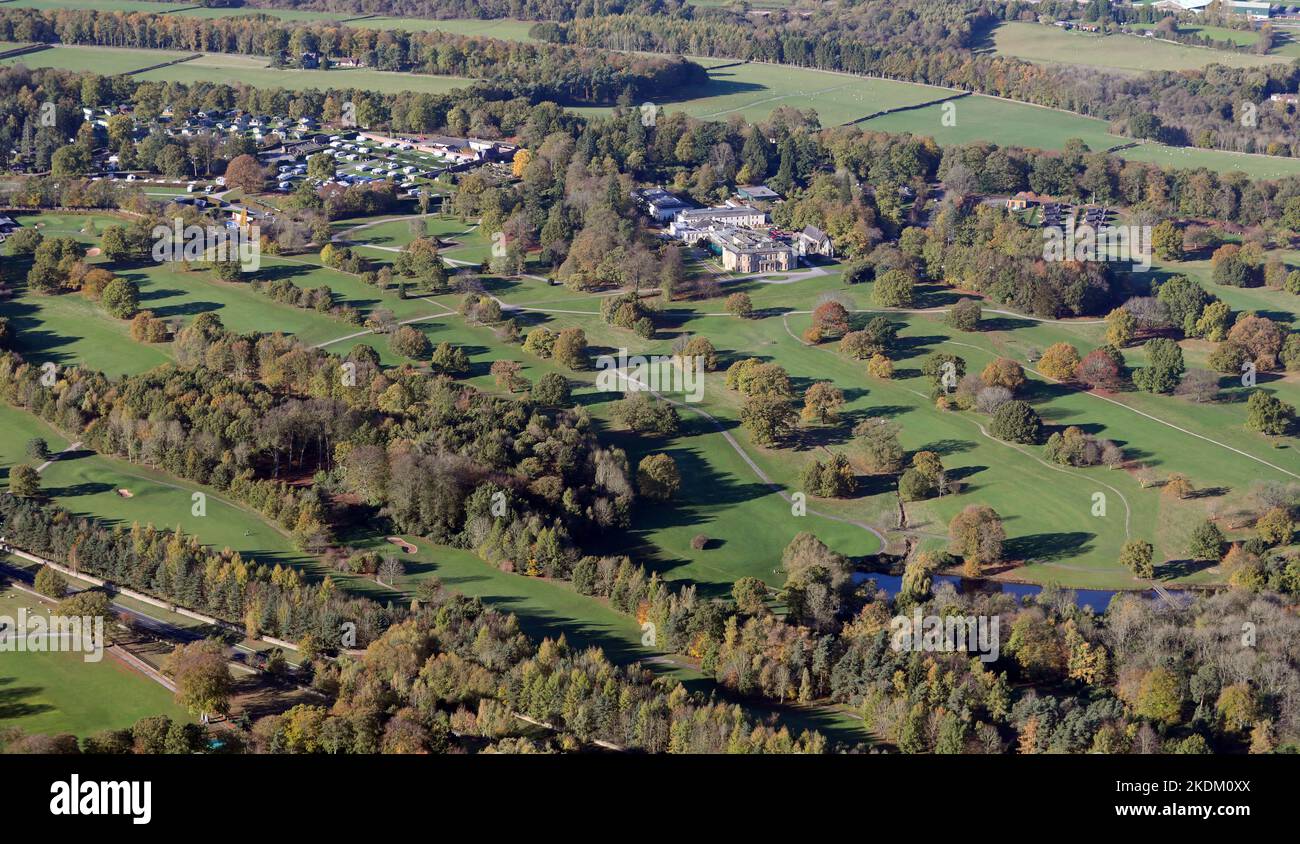 aerial viedrw of Rudding Park, Harrogate, North Yorkshire Stock Photo