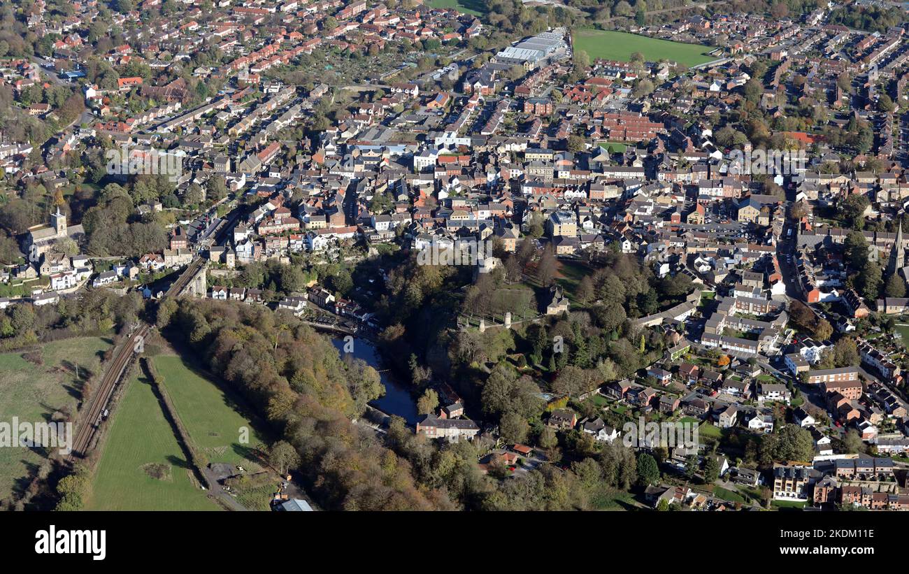 aerial view of Knaresborough from the west, North Yorkshire Stock Photo