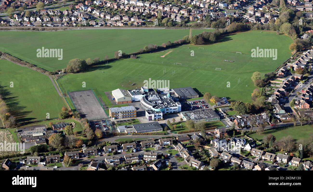 aerial view of Carleton High School, a secondary school in Pontefract, West Yorkshire Stock Photo