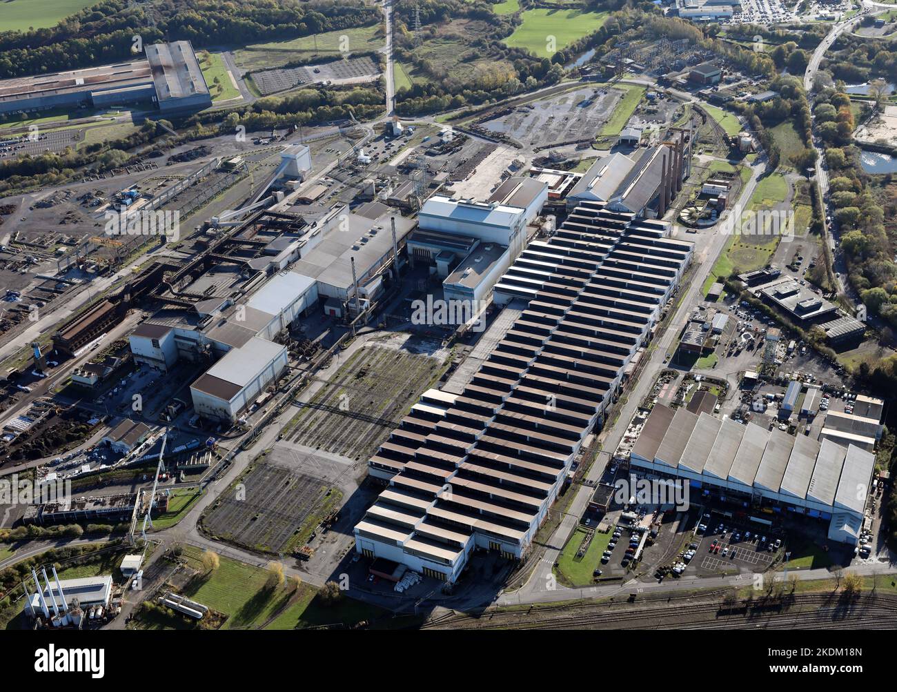 aerial view of the Liberty Steels steelworks in Aldwarke, Rotherham, South Yorkshire Stock Photo