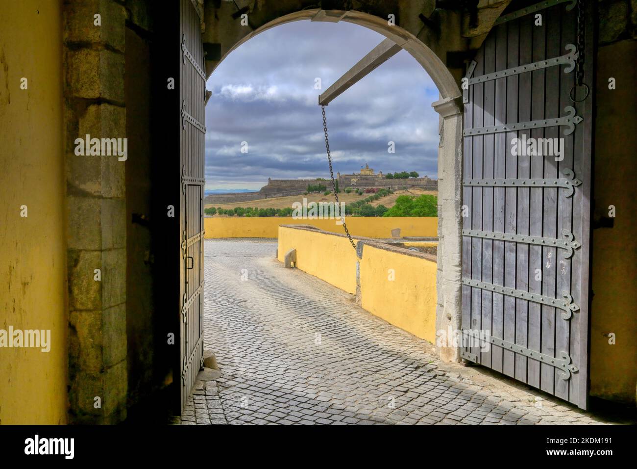 View over Saint Lucy fort through the Olivença outer gate, Elvas ...