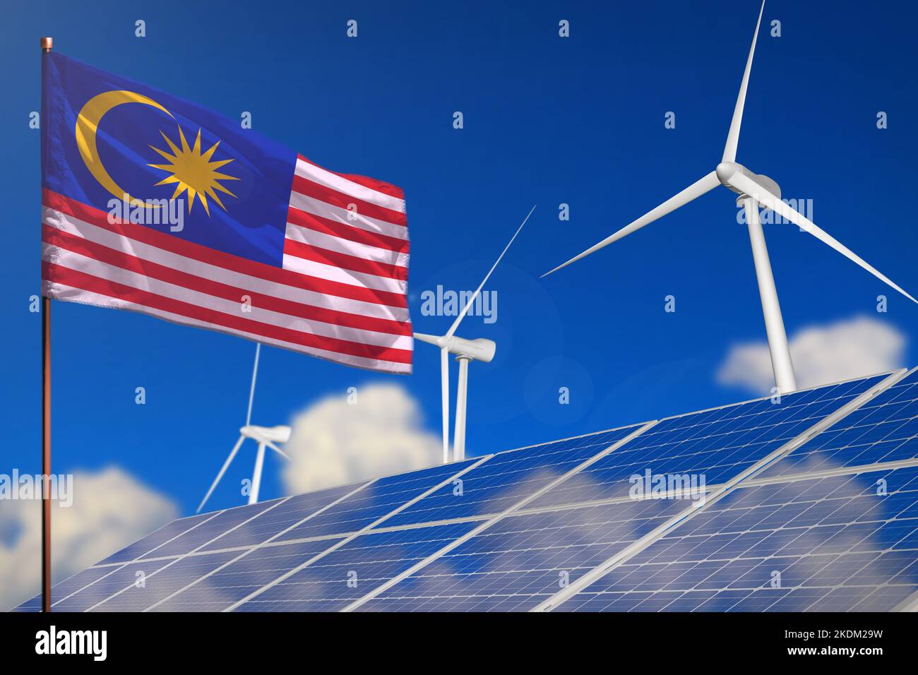 Malaysia renewable energy, wind and solar energy concept with wind ...