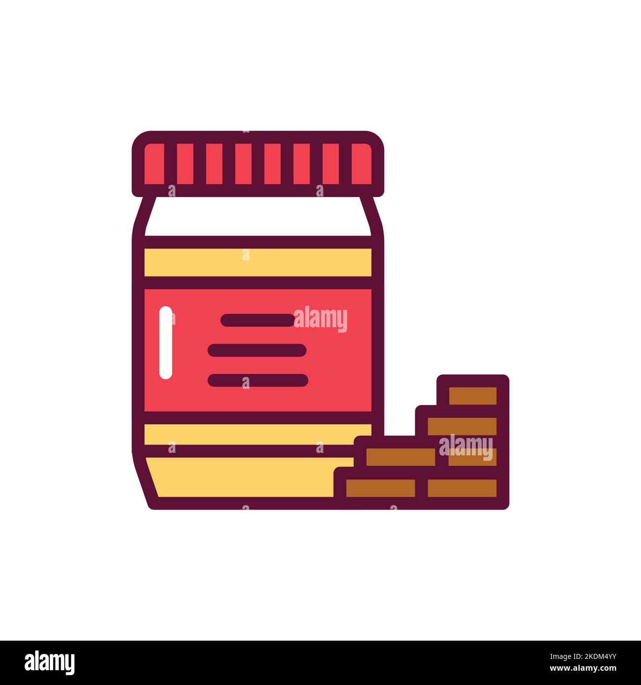 Chocolate paste color line icon. Isolated vector element. Stock Vector