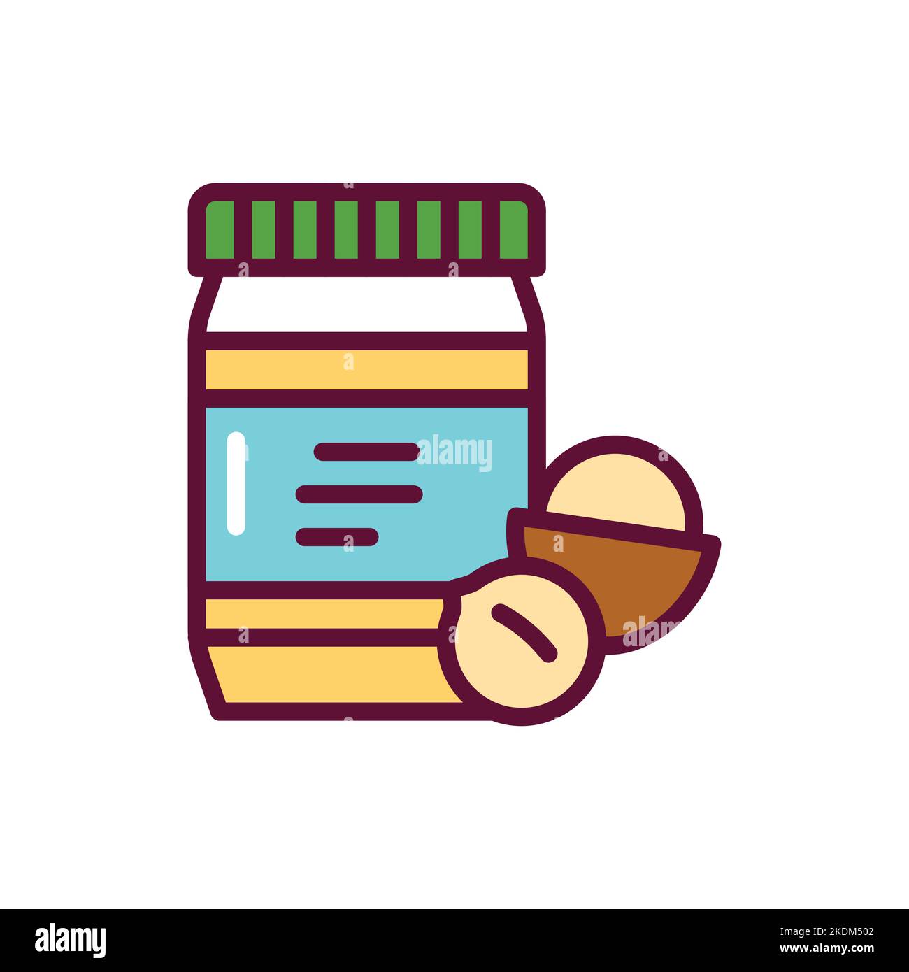 Macadamia paste color line icon. Isolated vector element. Stock Vector