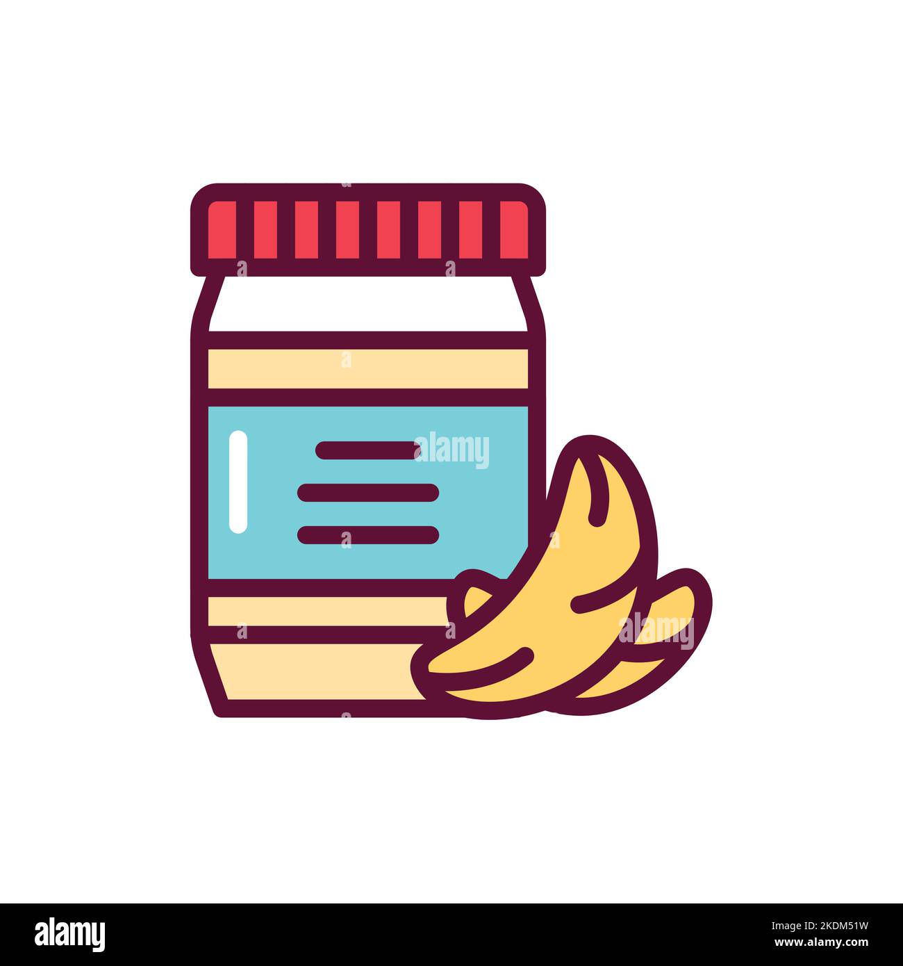 Cashew paste color line icon. Isolated vector element. Stock Vector