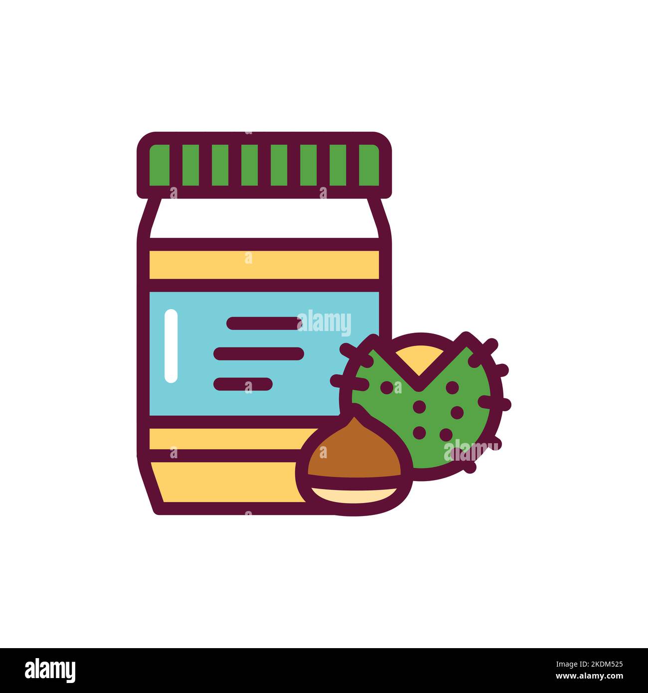 Chestnut paste color line icon. Isolated vector element. Stock Vector
