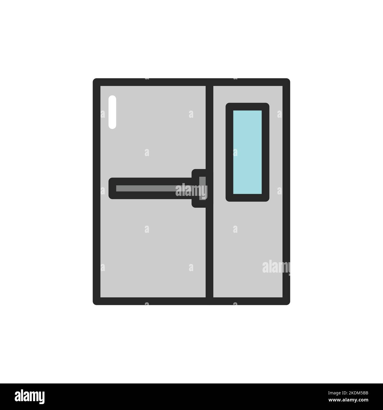 View closed entrance doors color line icon. Isolated vector element. Stock Vector