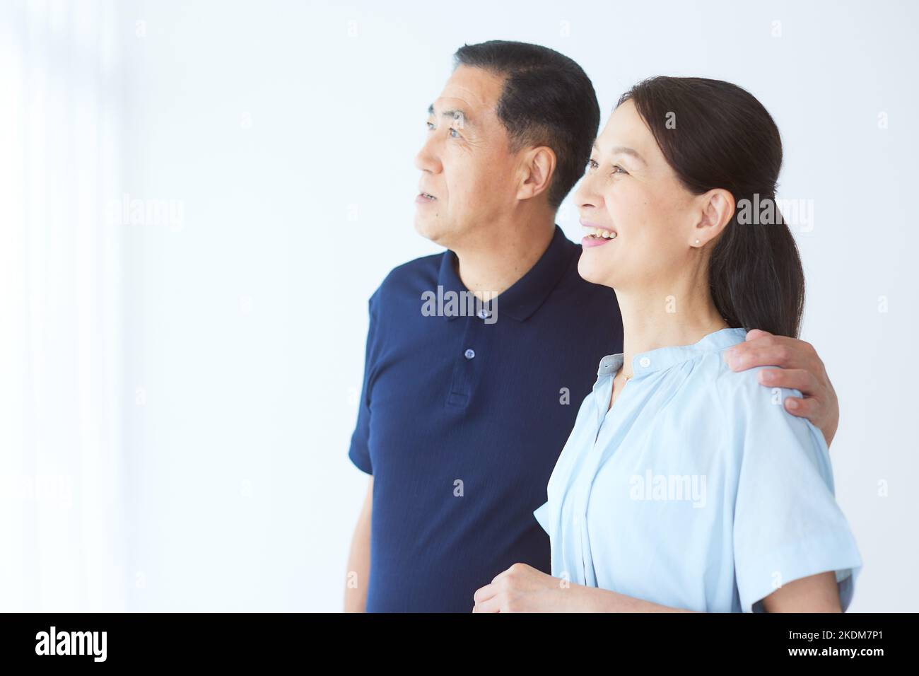 Japanese senior couple at home Stock Photo