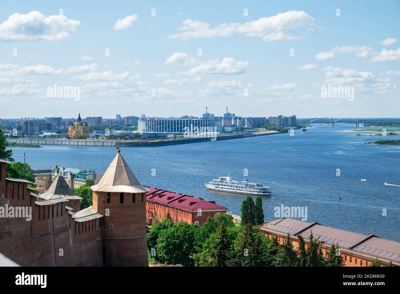 Confluence of Volga and Oka rivers from territory of Nizhny Novgorod Kremlin Stock Photo