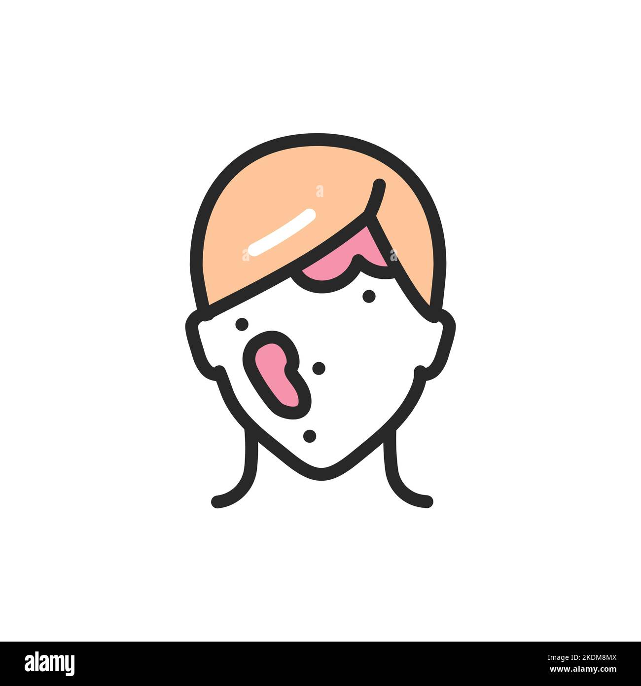 Seborrhoeic dermatitis color line icon. Isolated vector element. Stock Vector