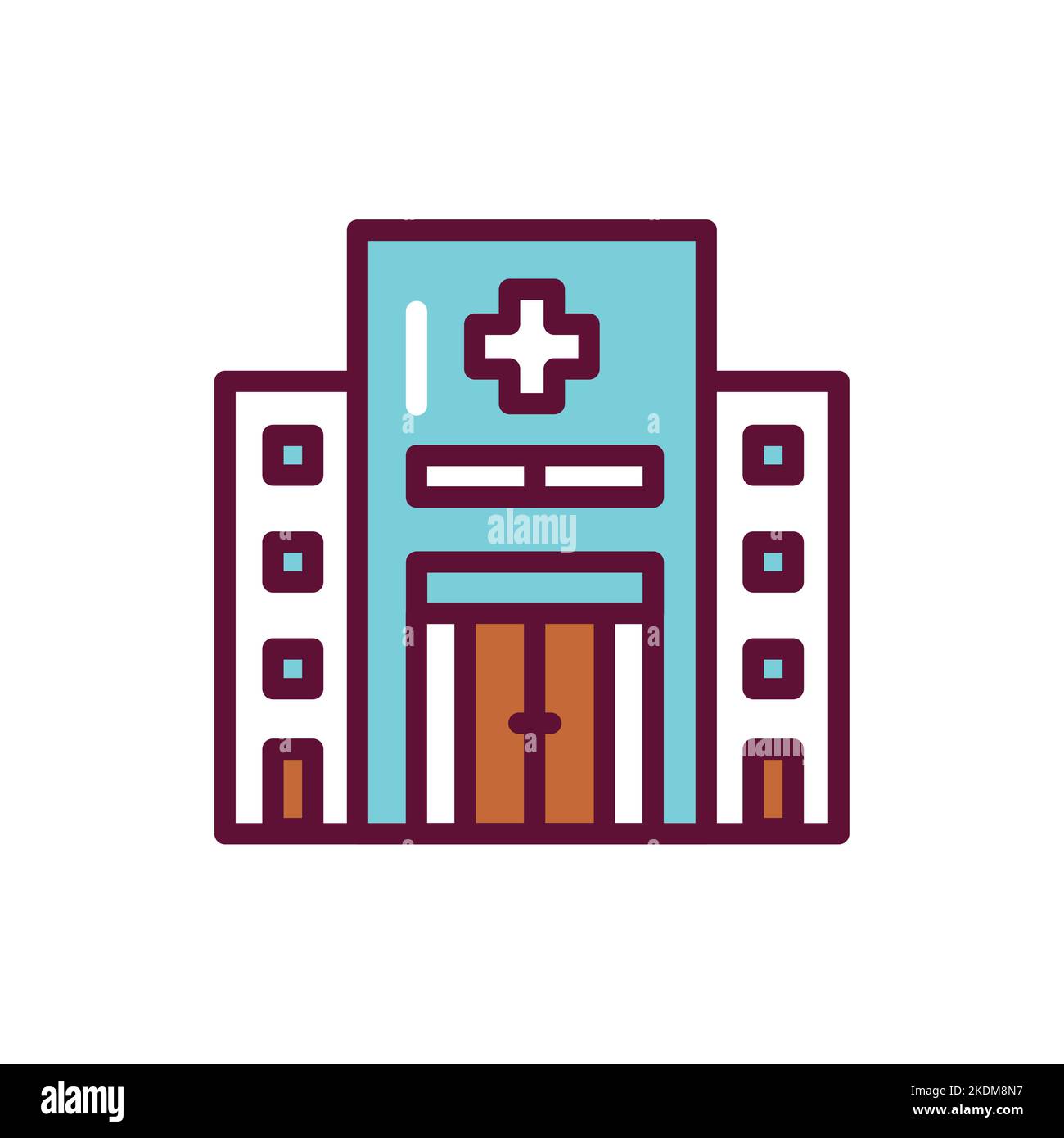 Building color line icon. Isolated vector element. Stock Vector