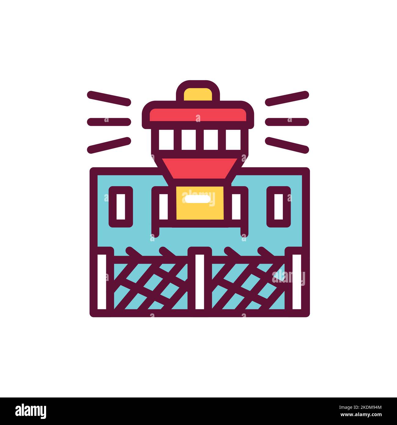 Prison building color line icon. Isolated vector element. Stock Vector