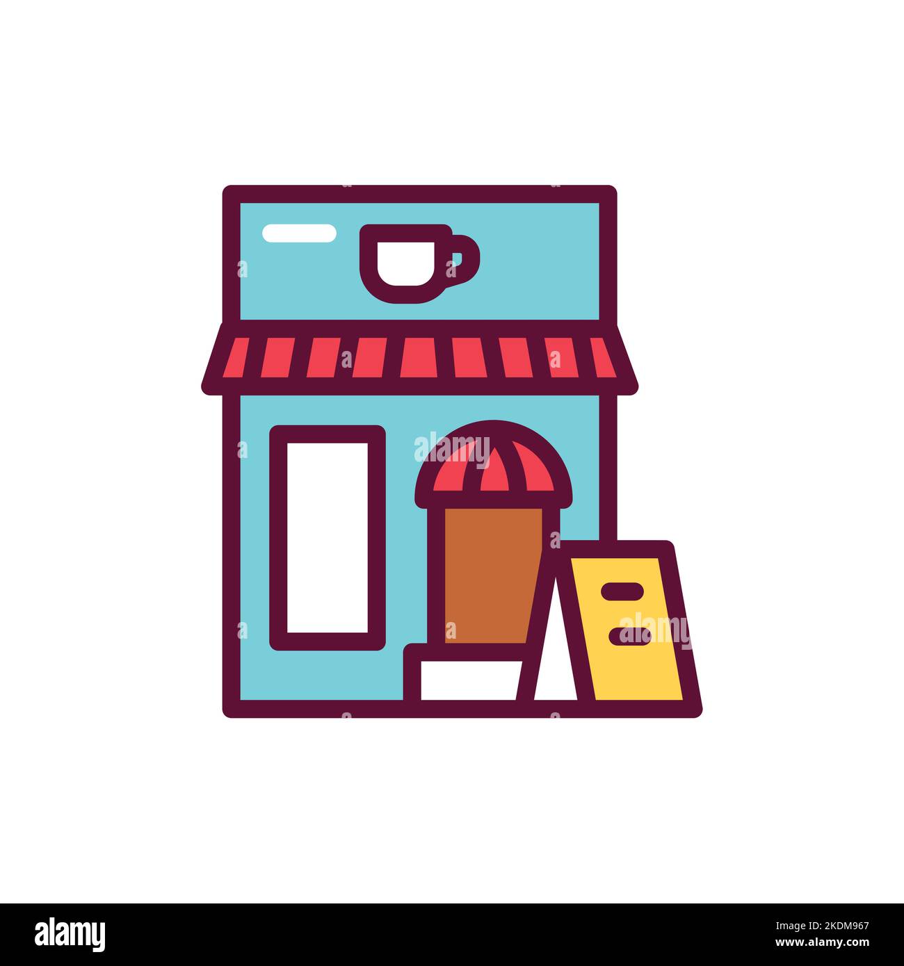 Cafe color line icon. Isolated vector element. Stock Vector