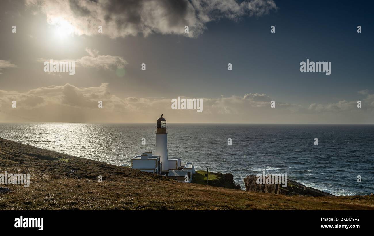 Rua Reidh lighthouse on the Atlantic coast of Wester Ross, Scotland Stock Photo