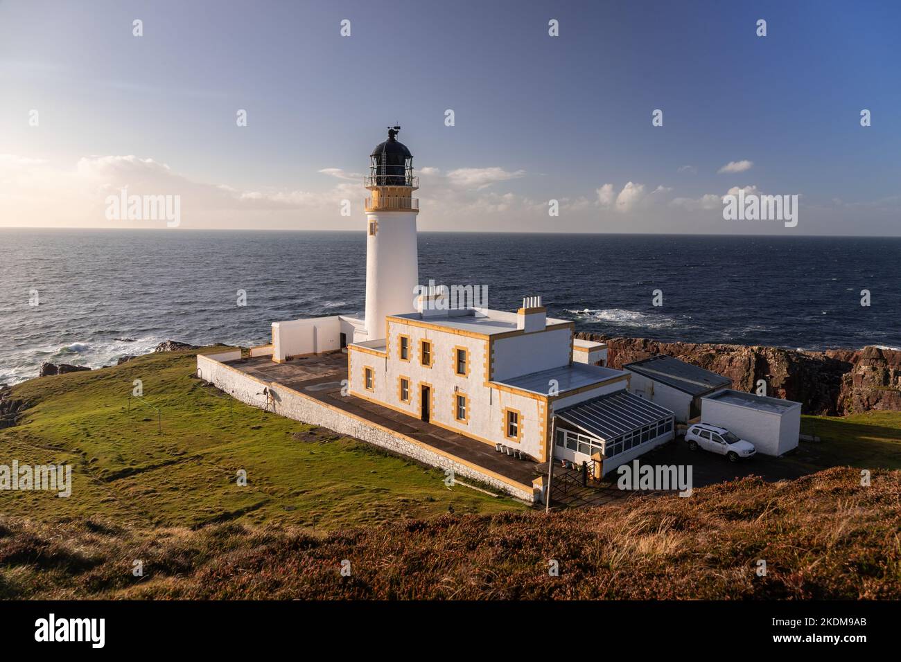 Rua Reidh lighthouse on the Atlantic coast of Wester Ross, Scotland Stock Photo