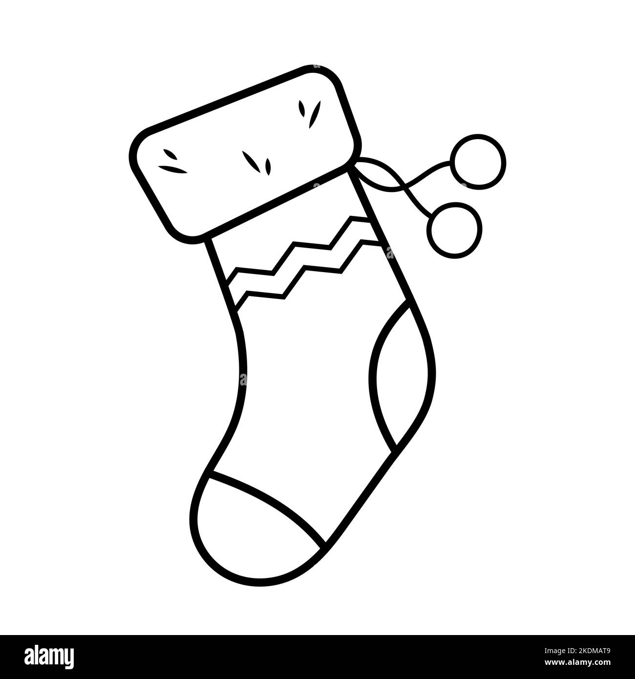 Christmas sock. Stocking for gifts in doodle line style. Hand drawn vector illustration isolated on white background. Stock Vector