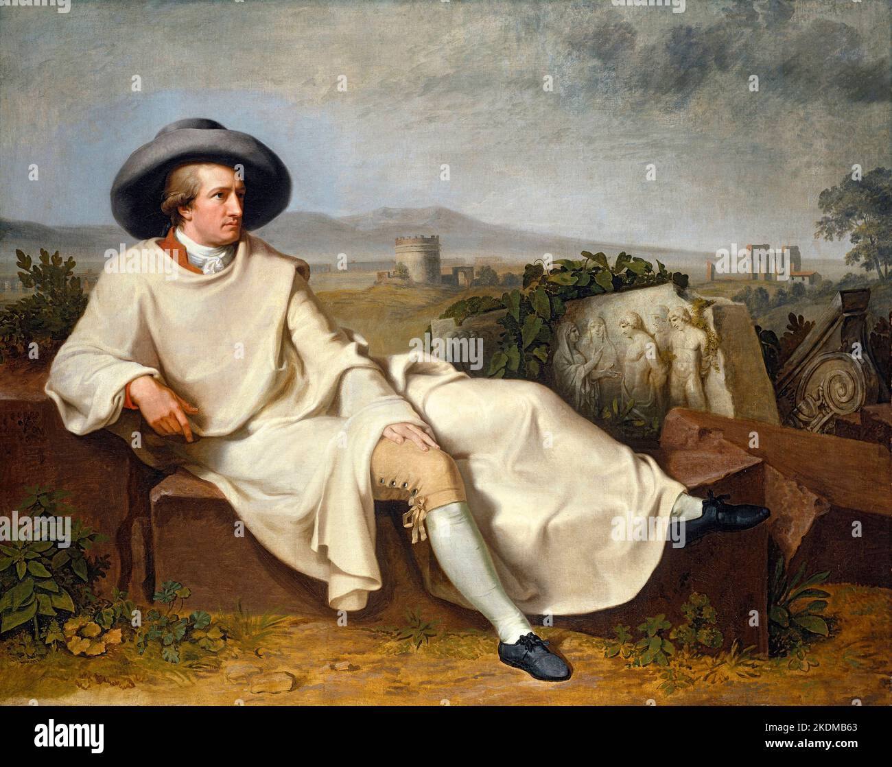 Goethe in the Roman Campagna by the German artist, Johann Heinrich Wilhelm Tischbein (1751-1829), oil on canvas, 1787 Stock Photo