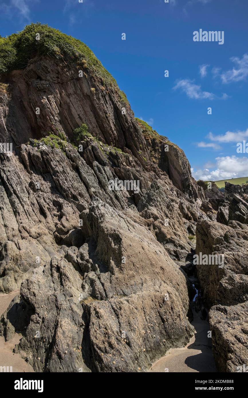 Mod Devon Cliffs Closer the high cliffs at Mothecome, Devon UK Stock Photo - Alamy