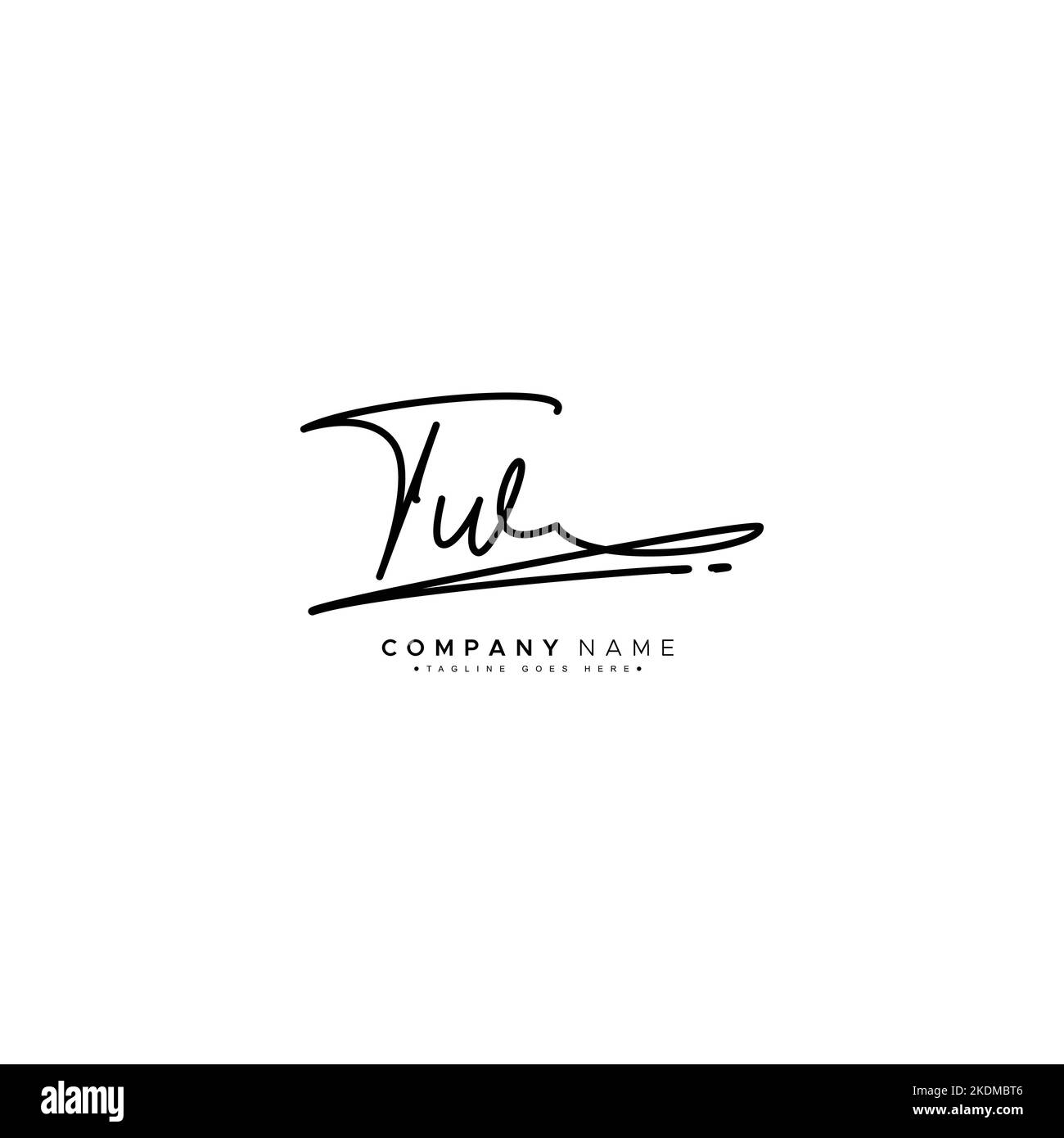 Simple Signature Logo for Alphabet TW - Handwritten Signature for Photography and Fashion Business Stock Vector