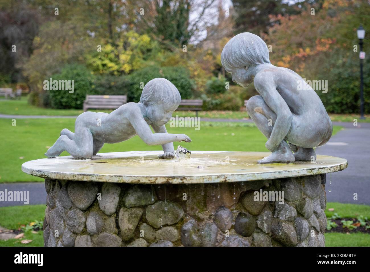 Cherub Fountain at Harrogate Valley Gardens, North Yorkshire, UK Stock