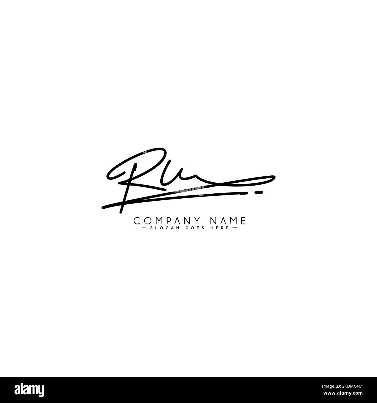 Simple Signature Logo for Alphabet RU - Handwritten Signature for Photography and Fashion Business Stock Vector