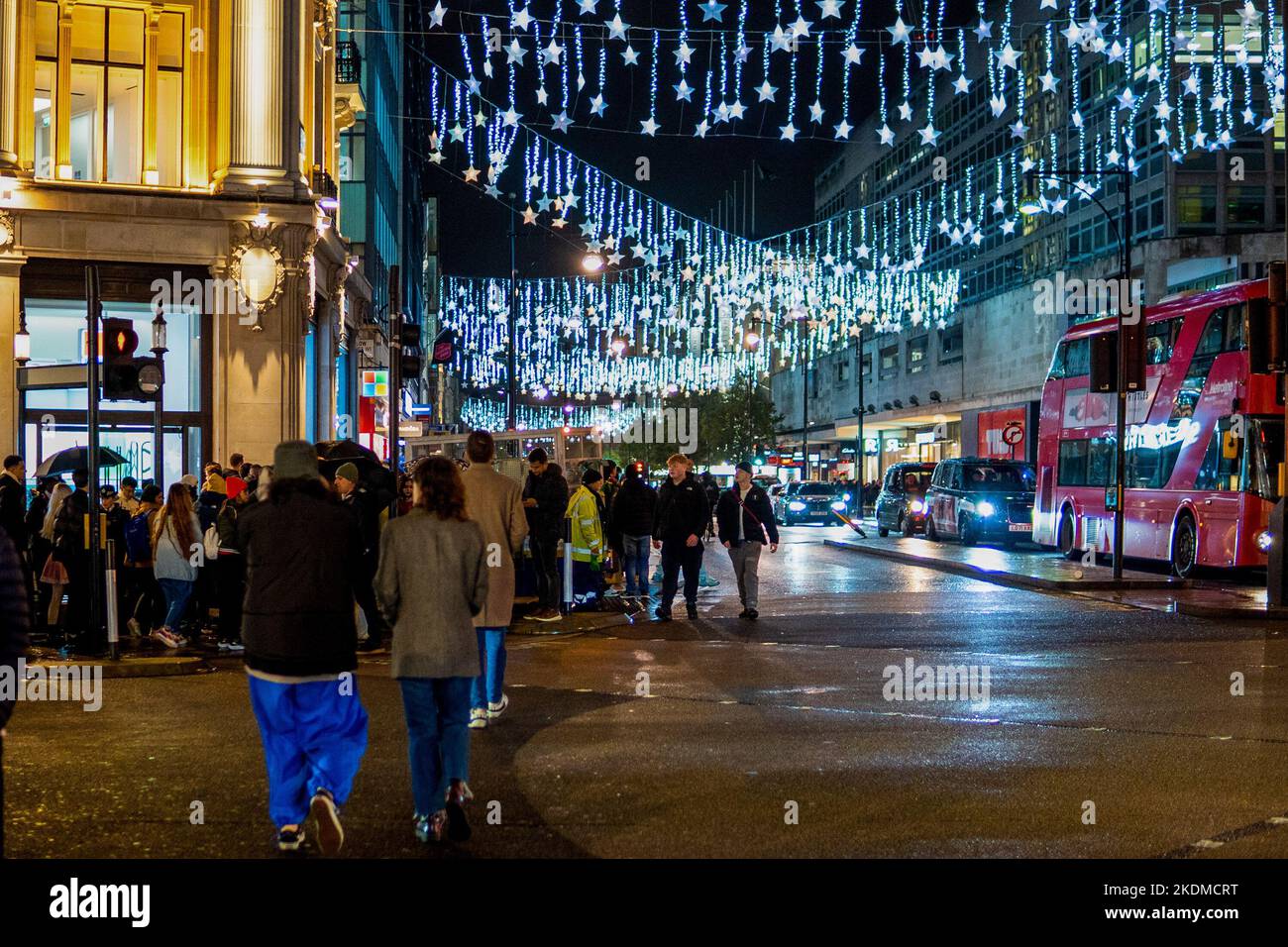 London, UK. 17th Aug, 2022. View of Oxford Street with Christmas lights