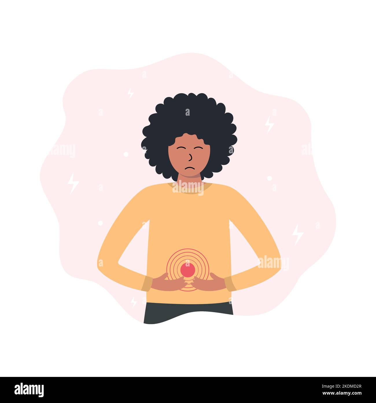 Acute abdominal pain. Menstruation period in women or an unhealthy stomach Stock Vector