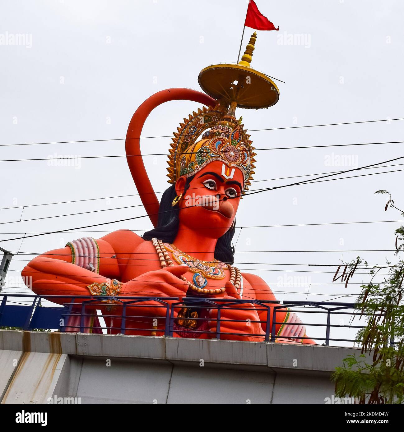 Big statue of Lord Hanuman near the delhi metro bridge situated near ...