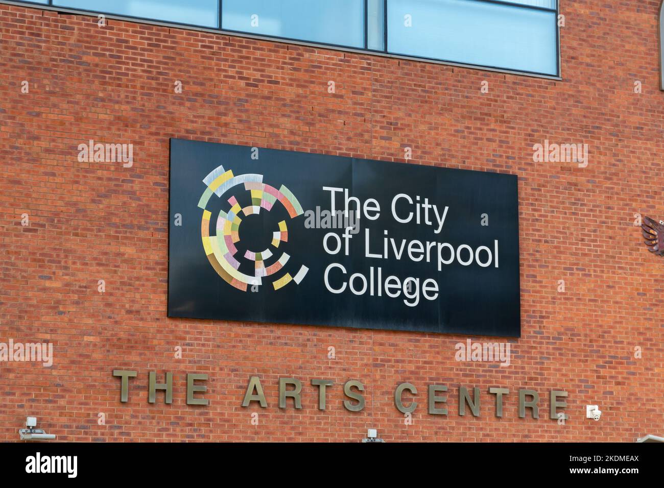 Liverpool, UK The City of Liverpool College Arts Centre building sign, Myrtle Street Stock