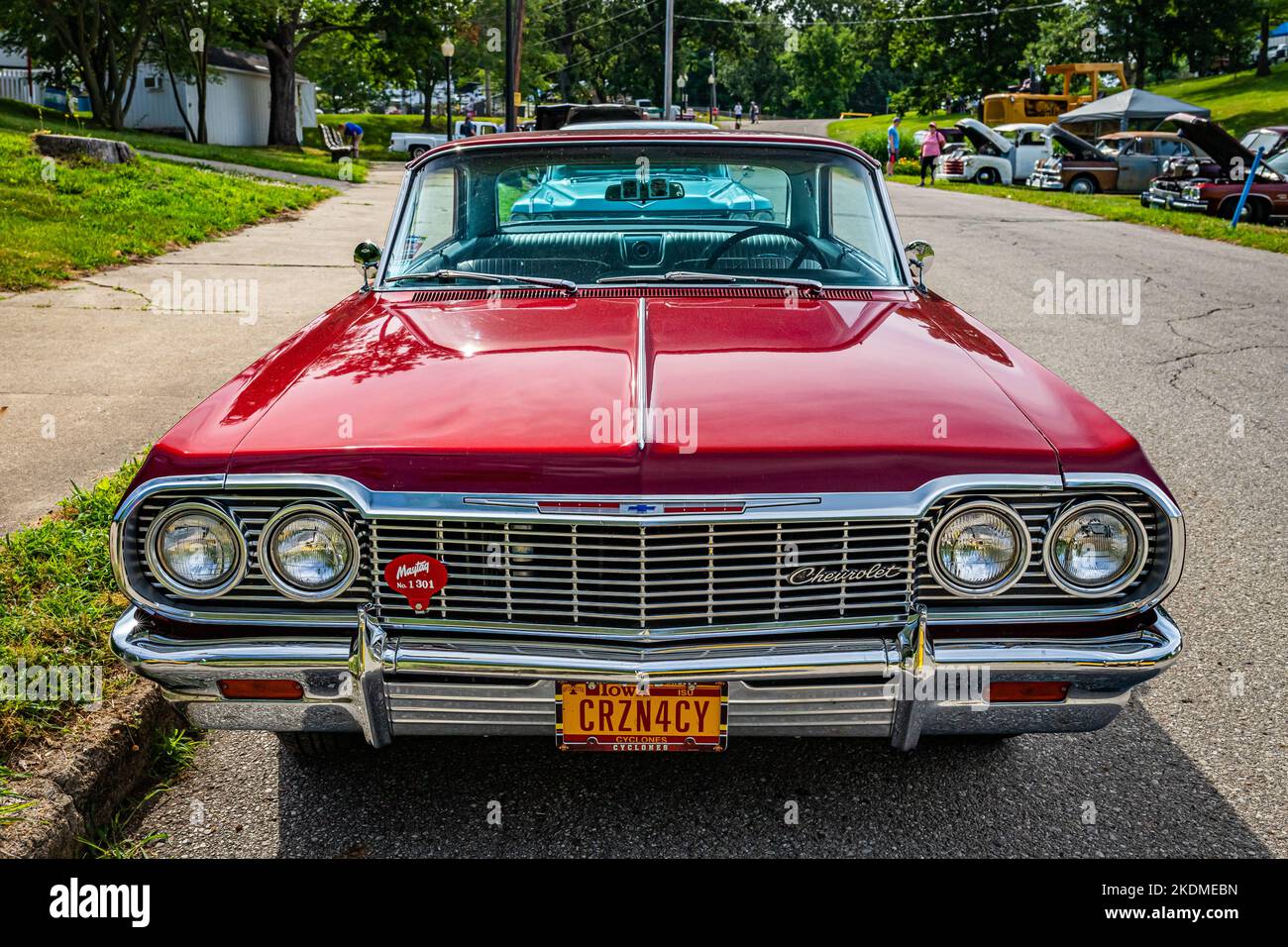 Des Moines, IA - July 02, 2022: High perspective front view of a 1964 Chevrolet Impala SS Hardtop Coupe at a local car show. Stock Photo