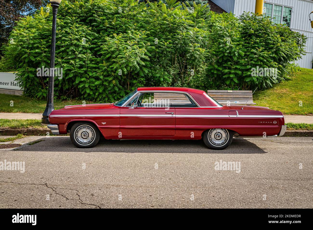 Des Moines, IA - July 02, 2022: High perspective side view of a 1964 Chevrolet Impala SS Hardtop Coupe at a local car show. Stock Photo