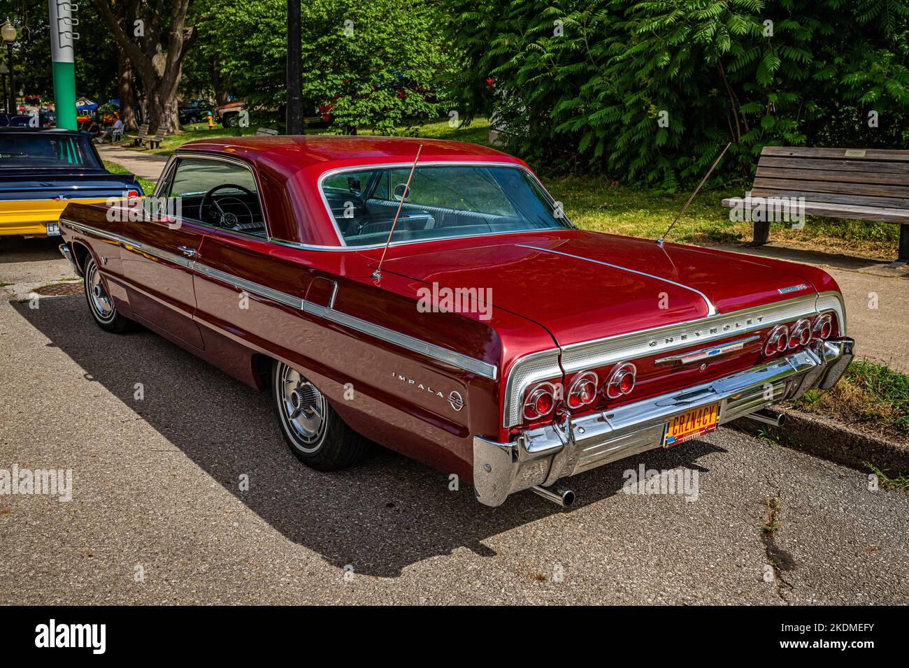 Des Moines, IA - July 02, 2022: High perspective rear corner view of a 1964 Chevrolet Impala SS Hardtop Coupe at a local car show. Stock Photo