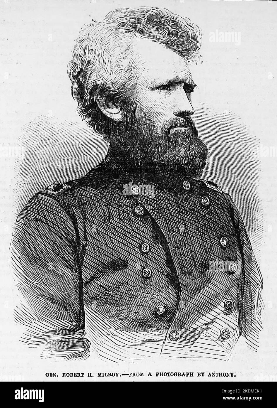 Portrait of General Robert Huston Milroy. 1863. 19th century American Civil War illustration from Frank Leslie's Illustrated Newspaper Stock Photo