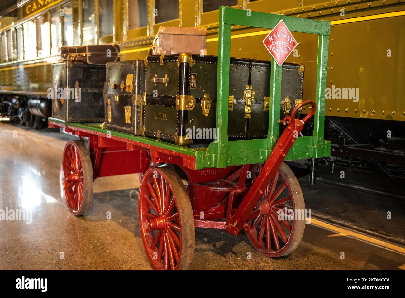 cart or wagon used at a train station to load and haul passengers