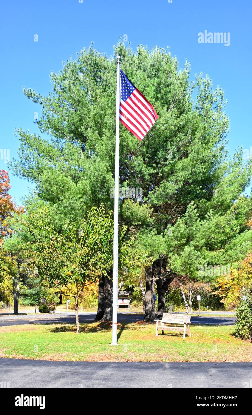 American Flag at Lindenwald National Historic Landmark, the Home of Martin Van Buren the 8th President of the United States. Stock Photo