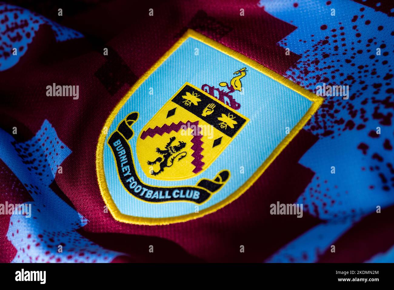 Close up of Burnley FC Home Kit. Stock Photo