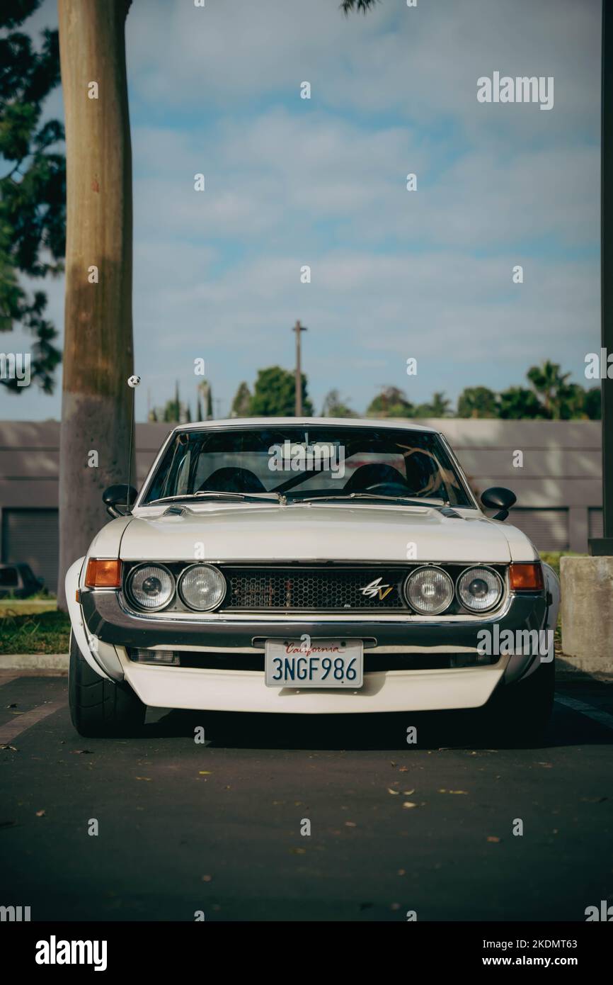 Front view of vintage Toyota Celica in the morning Stock Photo