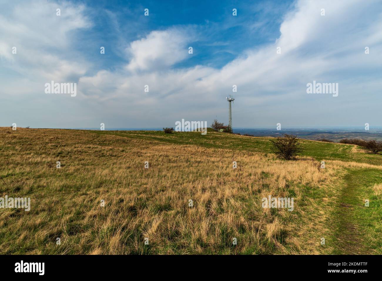 Stolova hora hill in Palava mountains in Czech republic during beautiful springtime day Stock Photo