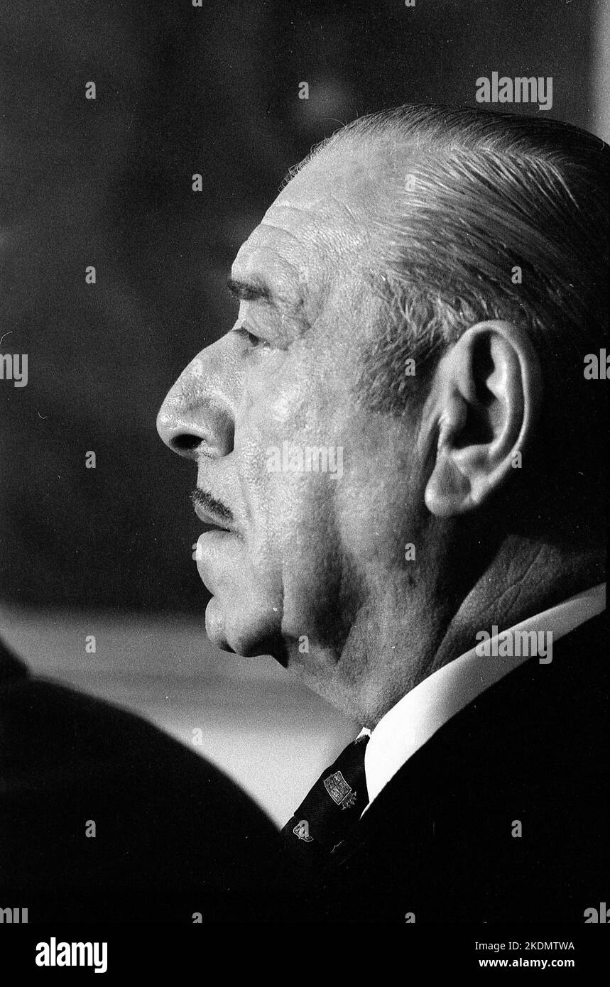 Héctor J. Cámpora, Argentine president, during his inauguration at the Casa Rosada, Buenos Aires, May 25th, 1973 Stock Photo