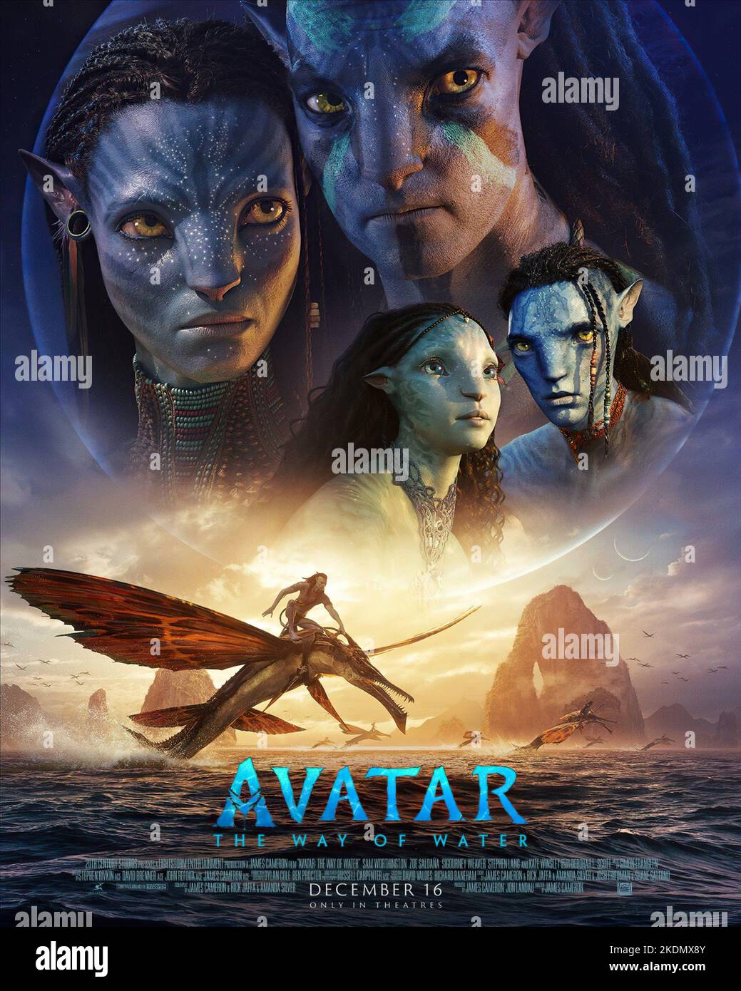 AVATAR THE WAY OF WATER, (aka AVATAR 2), advance poster, top from left Neytiri (voice Zoe