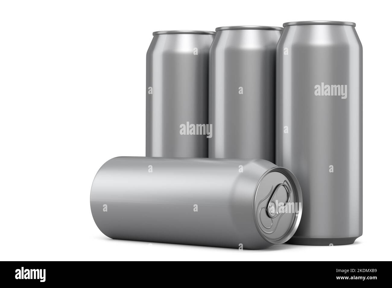 Group of aluminum beer or soda can isolated on white background. 3D