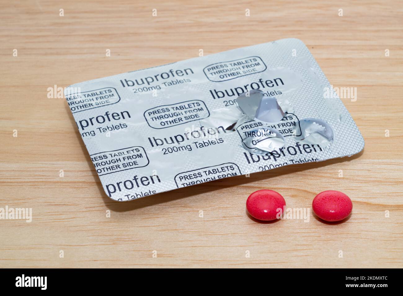 Ibuprofen blister pack with pills Stock Photo