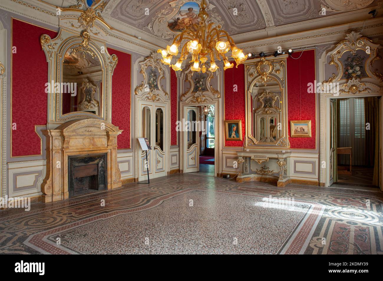 Villa Mimbelli, Giovanni Fattori civic museum, one of the beautiful villa living room. Stock Photo