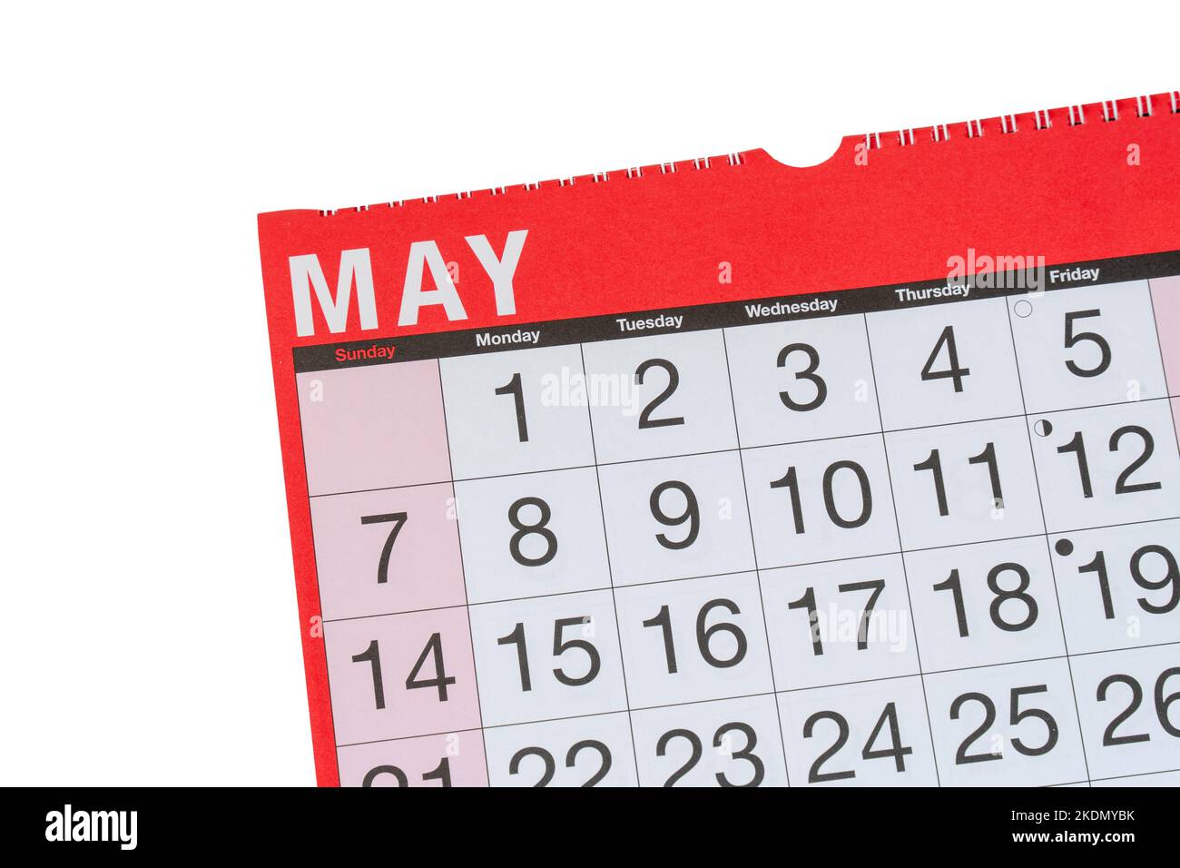 Calendar concept, month and dates with May selected Stock Photo