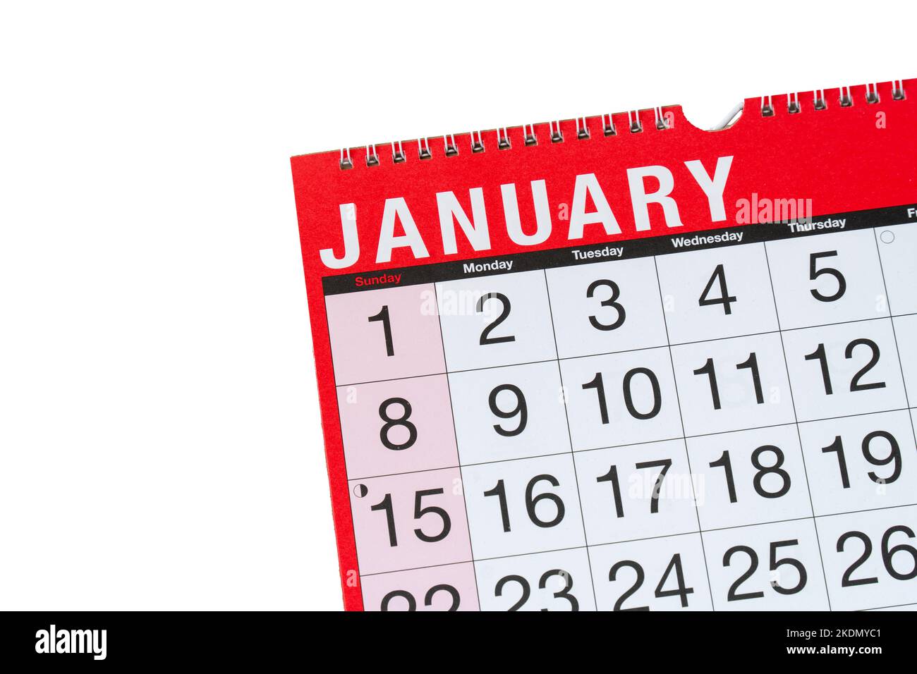 Calendar concept, month and dates with January selected Stock Photo - Alamy