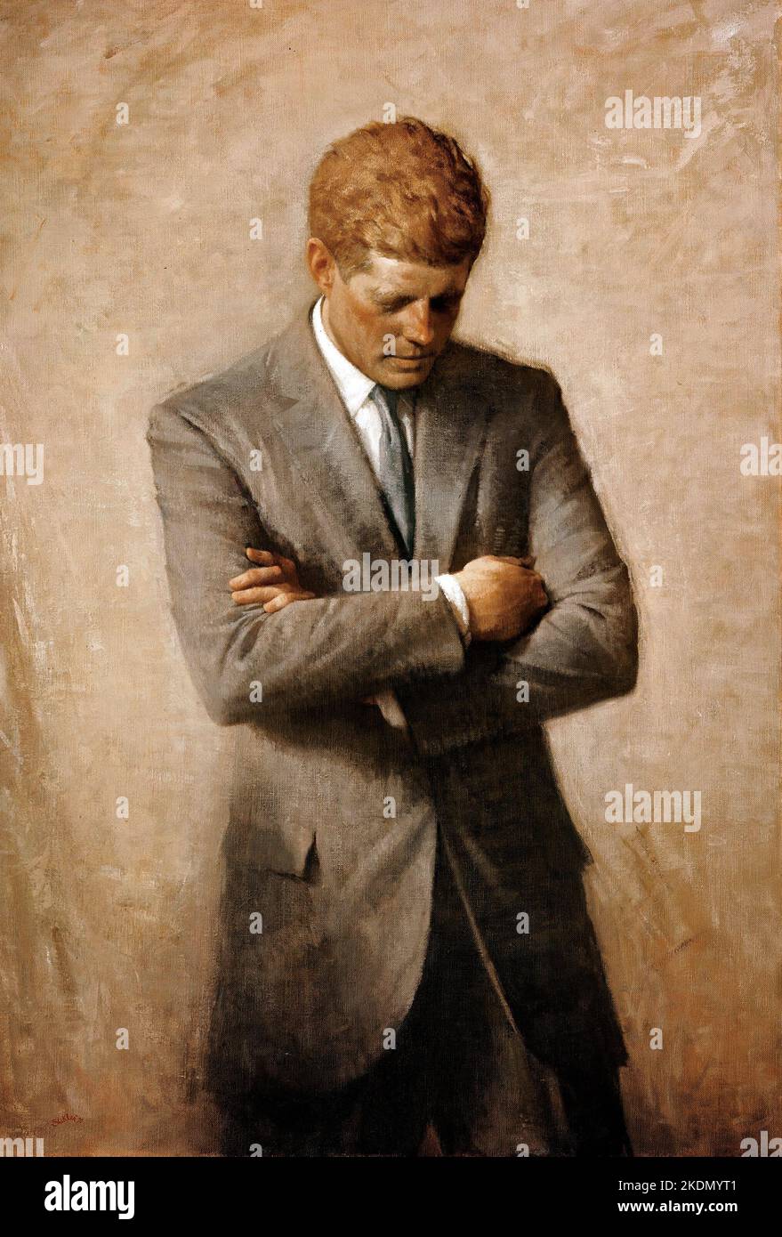 Posthumous official presidential portrait of U.S. President John F. Kennedy - White House painting - Aaron Shikler (1922–2015) Stock Photo