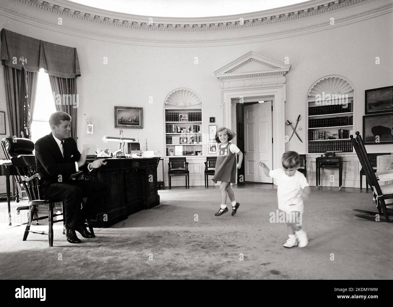 Kennedy children visit the Oval Office, October 1962 - Cecil Stoughton White House Photographer Stock Photo