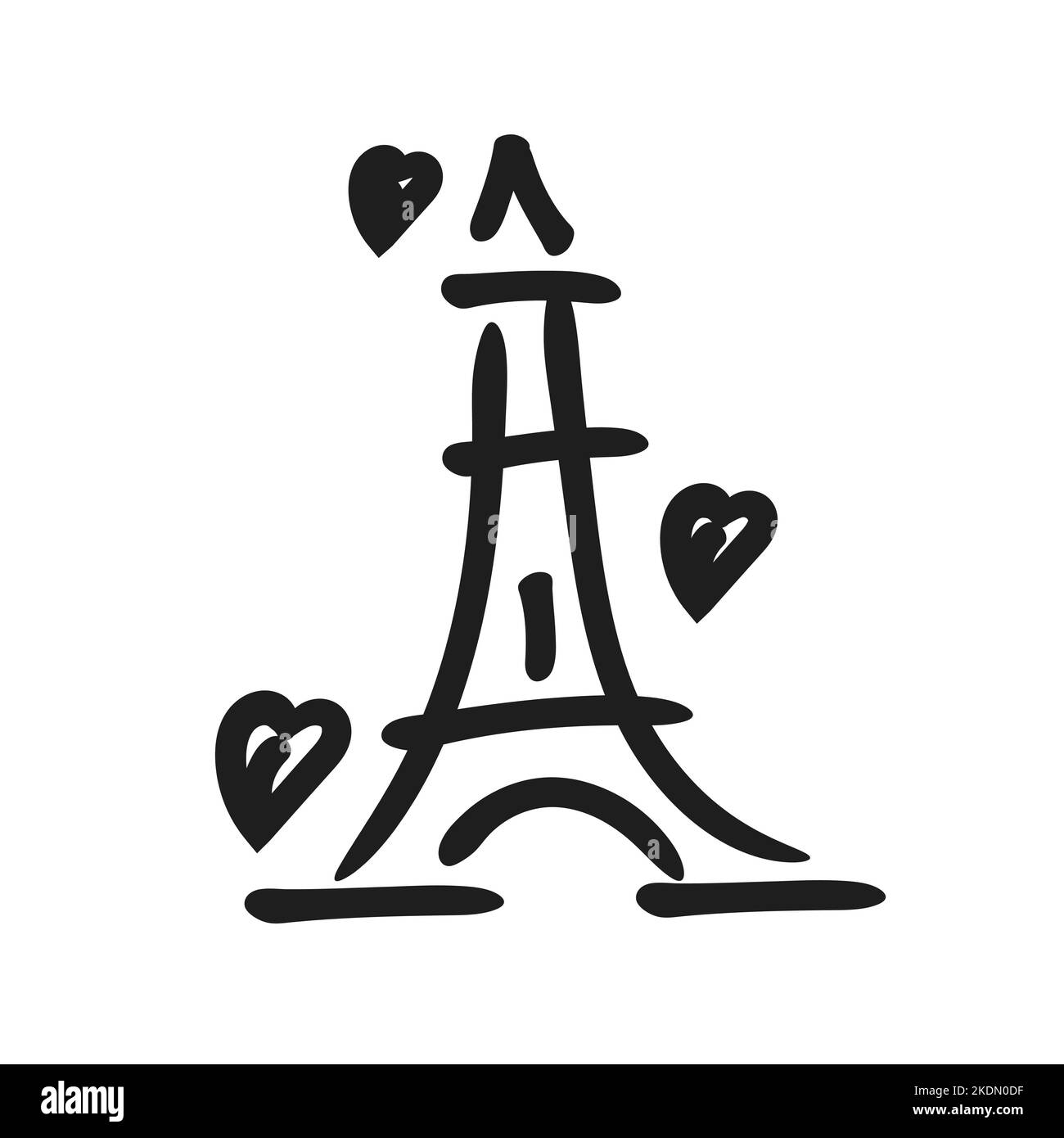 Eiffel Tower Paris france Black Silhouette logo design Vector Illustration Stock Vector